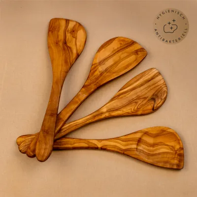 Olivenholz Kochlöffel mit Mulde & Ecke – vielseitig & robust