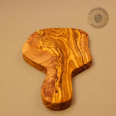 2er-Set Olivenholzbretter Naturschnitt mit Griff | länglich & rustikal