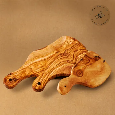 3er-Set Olivenholzbretter mit Griff | Handarbeit vom Alpenrand