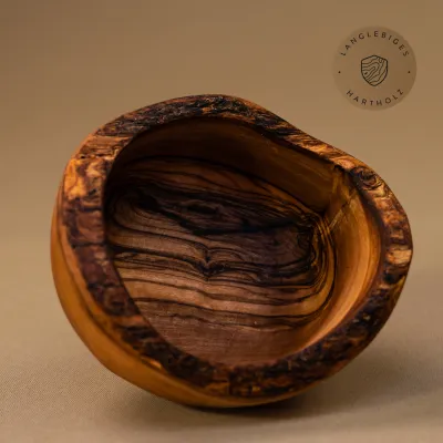 5er Set Olivenholz Müslischalen mit Naturrand | 10 - 18 cm