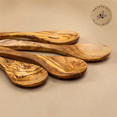 Frühstücksset aus Olivenholz | Becher, 4 Löffel & Honiglöffel