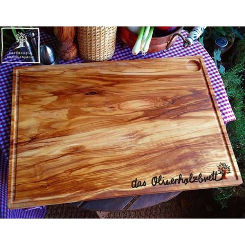 Big Olive wood chopping board, rectangular, with juice groove