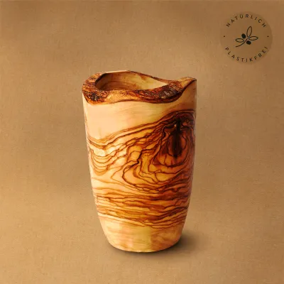 Olivenholz Kochlöffelhalter Naturschnitt – inkl. 5 Küchenhelfer | rustikal