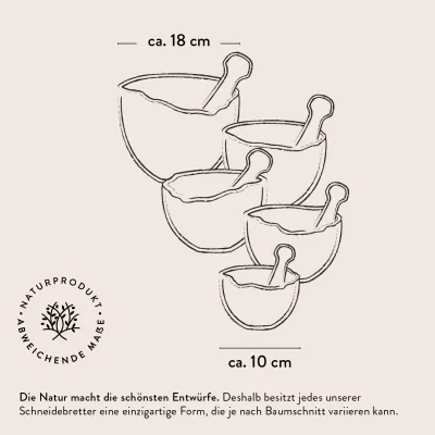 5er Set Mörser & Stößel aus Olivenholz mit Naturrand | handgefertigt