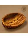 Seifenschale aus Olivenholz oval mit Löchern | naturbelassen