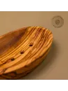 Seifenschale aus Olivenholz oval mit Löchern | naturbelassen