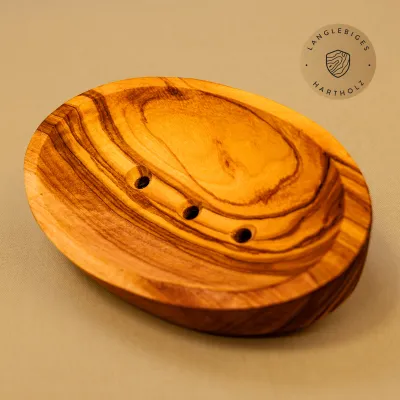 Seifenschalen-Set aus Olivenholz | oval & rechteckig mit Löchern