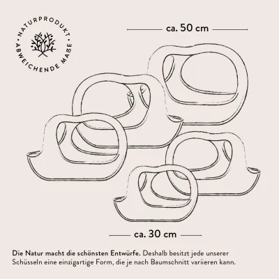 3er Set Korbschale aus Olivenholz mit Henkel