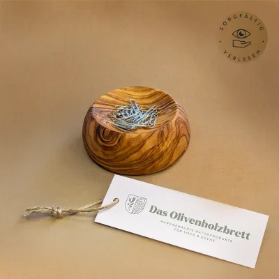 Büroklammerhalter mit Magnet aus Olivenholz
