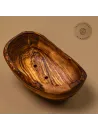 Seifenschälchen aus Olivenholz mit Löchern | oval | naturbelassener Rand