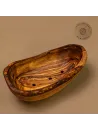 Seifenschälchen aus Olivenholz mit Löchern | oval | naturbelassener Rand
