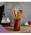 Utensil Holder olive wood + set of 3 utensils