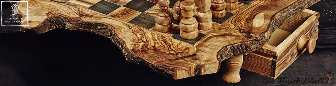 Handmade Olive Wood Chess Board Live Edge Base -  Canada